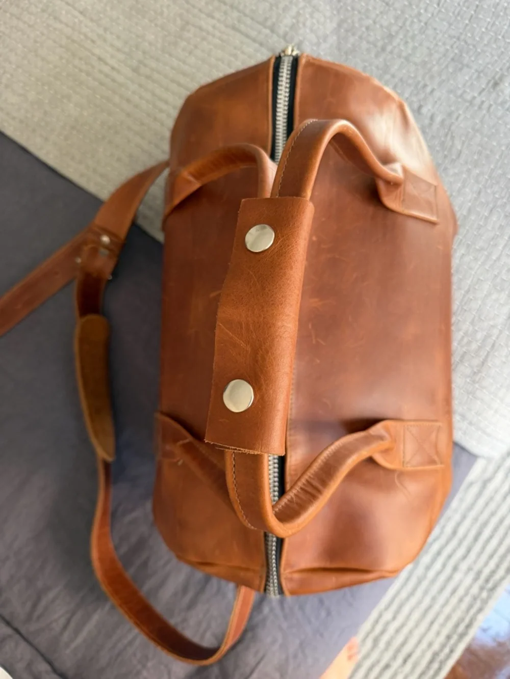 Classic Village Tannery Tan Leather Duffel Bag for Men